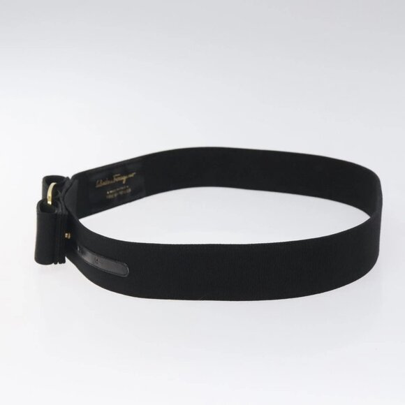 Salvatore Ferragamo Vala Belt Canvas 37.4"" Black Auth - Picture 5 of 15